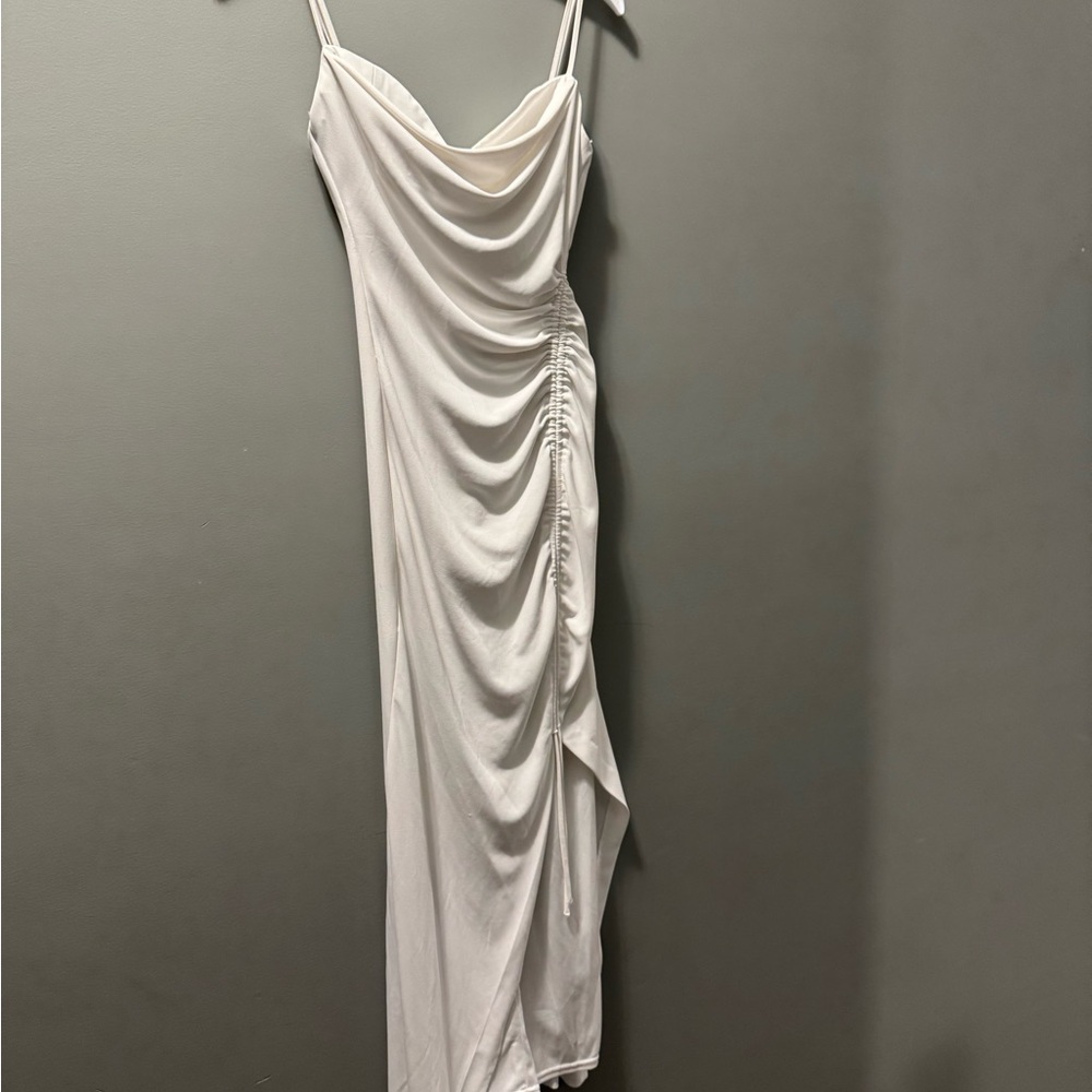Zara White Draped Maxi Dress